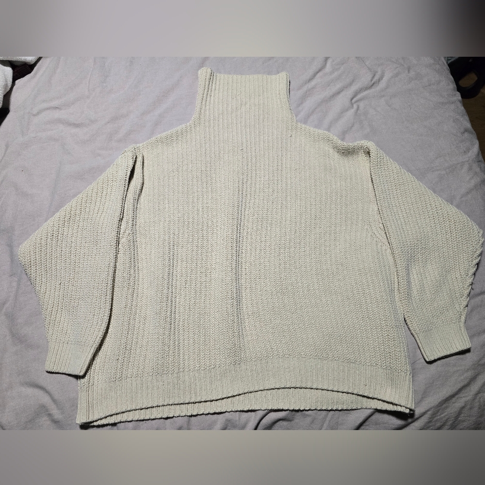 Free People Cream Cowl Neck Sweater